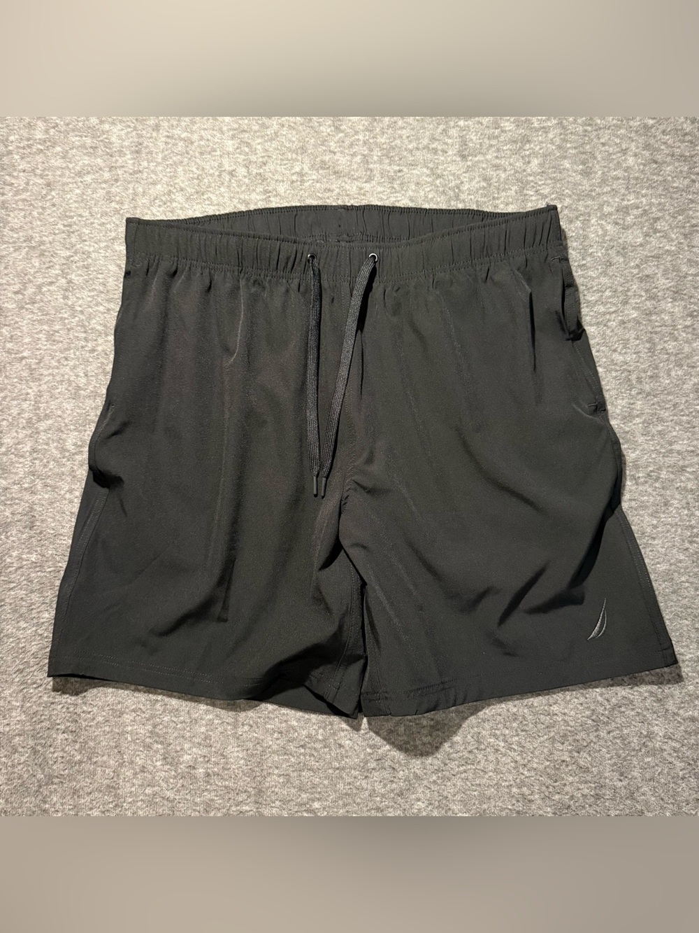 Nautica Black Swim Shorts Mens XL Wicking UV Protection Pockets Lined Stretch